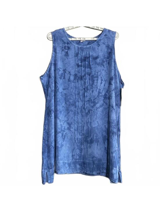 Dresses & Skirts - Manta del Lago Blue Tie Dye Cotton Midi Sleeveless Dress 3X Boho Lagenlook NWT